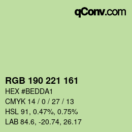Color code: RGB 190 221 161 | qconv.com