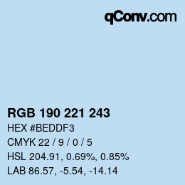 Color code: RGB 190 221 243 | qconv.com