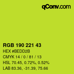 Color code: RGB 190 221 43 | qconv.com