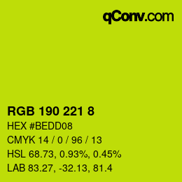 Color code: RGB 190 221 8 | qconv.com