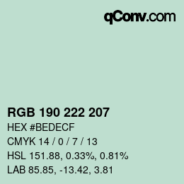 Código de color: RGB 190 222 207 | qconv.com