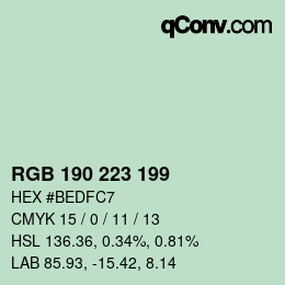 颜色代码: RGB 190 223 199 | qconv.com