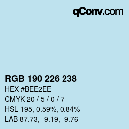 Color code: RGB 190 226 238 | qconv.com
