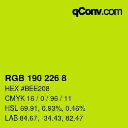 Color code: RGB 190 226 8 | qconv.com