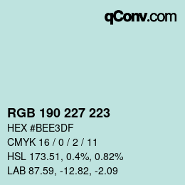 颜色代码: RGB 190 227 223 | qconv.com