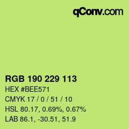 颜色代码: RGB 190 229 113 | qconv.com