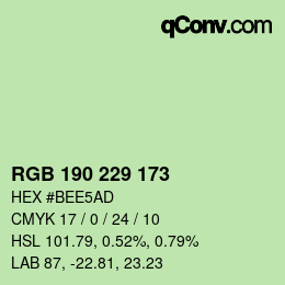 Color code: RGB 190 229 173 | qconv.com