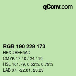 颜色代码: RGB 190 229 173 | qconv.com