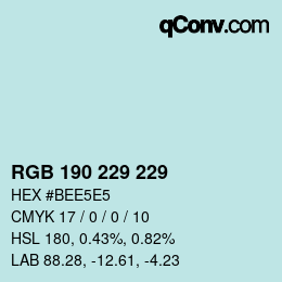 颜色代码: RGB 190 229 229 | qconv.com