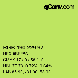 カラーコード: RGB 190 229 97 | qconv.com