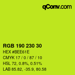 カラーコード: RGB 190 230 30 | qconv.com