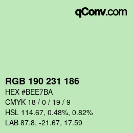 颜色代码: RGB 190 231 186 | qconv.com