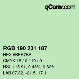 Color code: RGB 190 231 187 | qconv.com