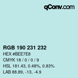 カラーコード: RGB 190 231 232 | qconv.com