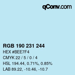 Farbcode: RGB 190 231 244 | qconv.com