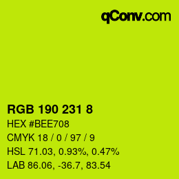 颜色代码: RGB 190 231 8 | qconv.com