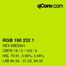 カラーコード: RGB 190 232 1 | qconv.com