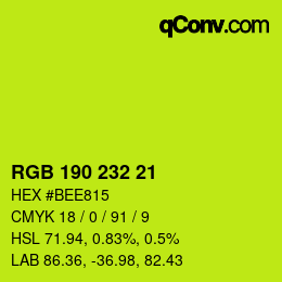 Color code: RGB 190 232 21 | qconv.com