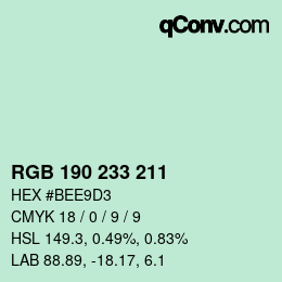 颜色代码: RGB 190 233 211 | qconv.com