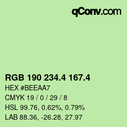 カラーコード: RGB 190 234.4 167.4 | qconv.com