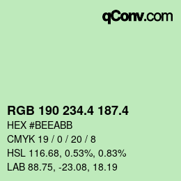 カラーコード: RGB 190 234.4 187.4 | qconv.com