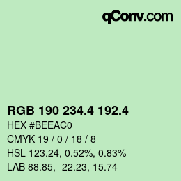 カラーコード: RGB 190 234.4 192.4 | qconv.com