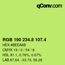 カラーコード: RGB 190 234.8 107.4 | qconv.com