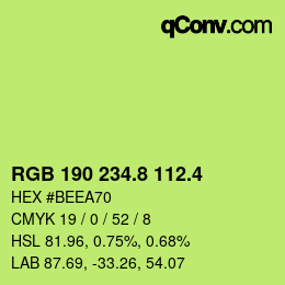 カラーコード: RGB 190 234.8 112.4 | qconv.com