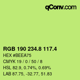 カラーコード: RGB 190 234.8 117.4 | qconv.com