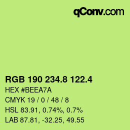 カラーコード: RGB 190 234.8 122.4 | qconv.com
