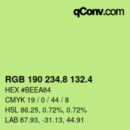 カラーコード: RGB 190 234.8 132.4 | qconv.com