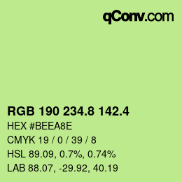 カラーコード: RGB 190 234.8 142.4 | qconv.com
