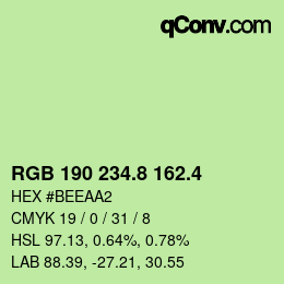 カラーコード: RGB 190 234.8 162.4 | qconv.com
