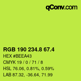 カラーコード: RGB 190 234.8 67.4 | qconv.com