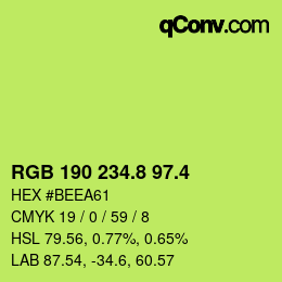 カラーコード: RGB 190 234.8 97.4 | qconv.com