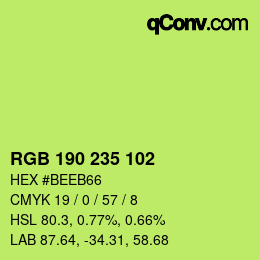 カラーコード: RGB 190 235 102 | qconv.com