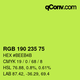 Farbcode: RGB 190 235 75 | qconv.com