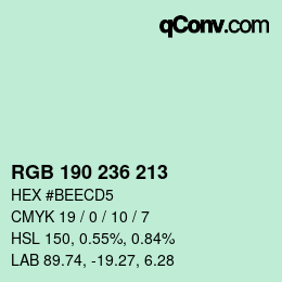カラーコード: RGB 190 236 213 | qconv.com