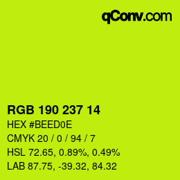 Color code: RGB 190 237 14 | qconv.com