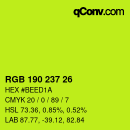 Color code: RGB 190 237 26 | qconv.com