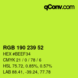 Color code: RGB 190 239 52 | qconv.com