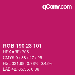 Color code: RGB 190 23 101 | qconv.com
