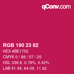 Color code: RGB 190 23 82 | qconv.com