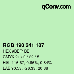 Farbcode: RGB 190 241 187 | qconv.com