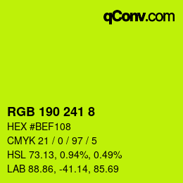 Color code: RGB 190 241 8 | qconv.com