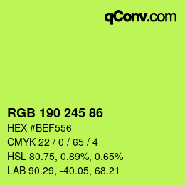 Color code: RGB 190 245 86 | qconv.com