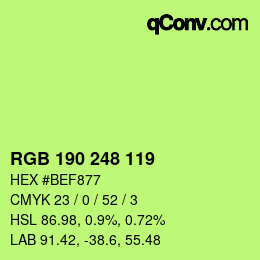 颜色代码: RGB 190 248 119 | qconv.com