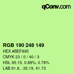 Color code: RGB 190 248 149 | qconv.com