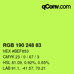 カラーコード: RGB 190 248 83 | qconv.com
