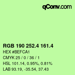 カラーコード: RGB 190 252.4 161.4 | qconv.com